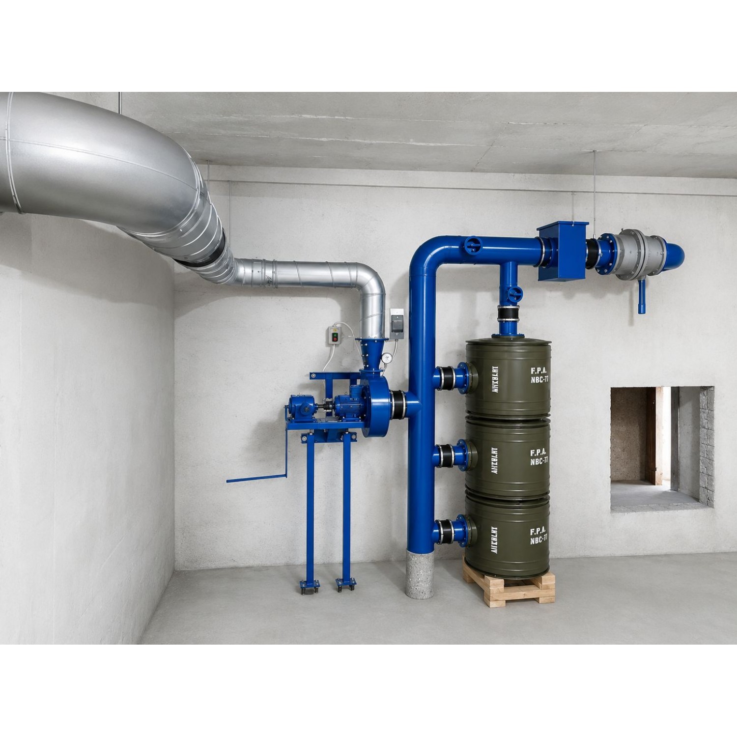 Instalaţie de filtroventilaţie pentru adăposturi de protecţie civilă (ALA) IFV2-750M  INSTALATII DE FILTROVENTILATIE IFV2-750